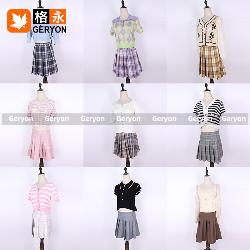 GERYON thin knitted blouse pleated skirts mixed used clothes women abaya thrift clothes branded used second hand clothing