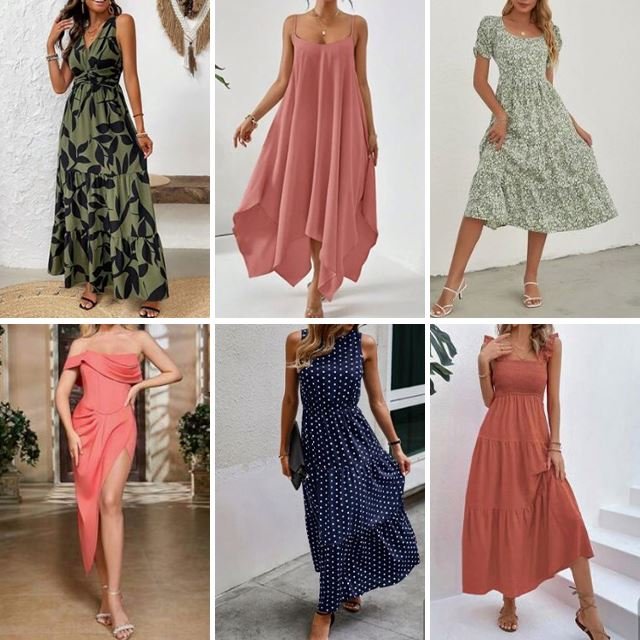 2024 wholesale summer women's printed casual elegant jumpsuit stock skirt short sleeved dress bulk random shipment
