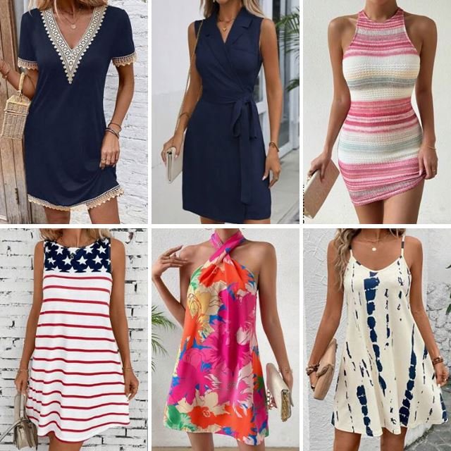 2024 wholesale summer women's printed casual elegant jumpsuit stock skirt short sleeved dress bulk random shipment