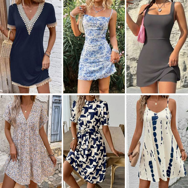 2024 Women's Digital Printed Casual Dress Summer V-neck Short sleeved Dress Women's Dress Random Shipping