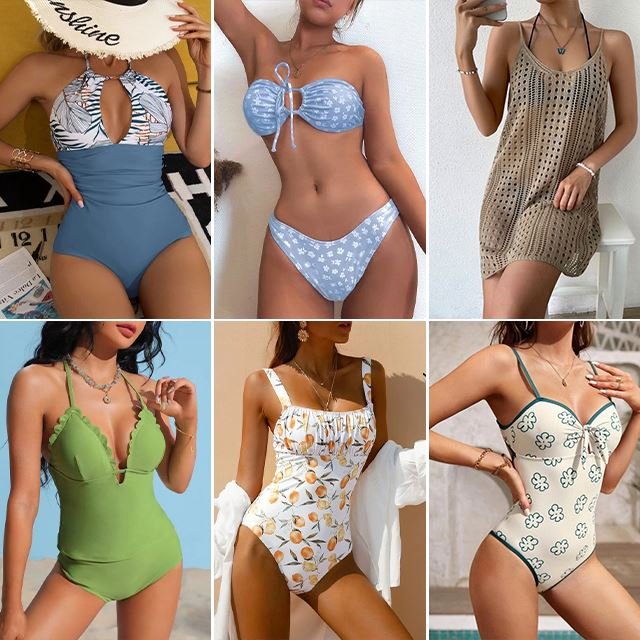 Wholesale summer beachwear fashionable printed one-piece bikini women's sexy stock hollow bikini swimsuit randomly shipped