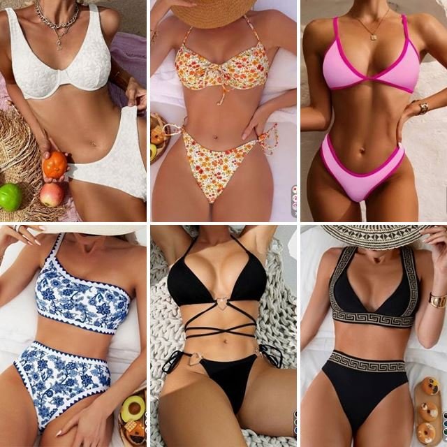 Wholesale summer beachwear fashionable printed one-piece bikini women's sexy stock hollow bikini swimsuit randomly shipped