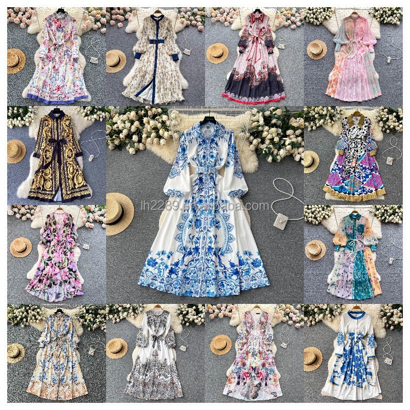 French Oil Painting Long Skirt Beach Skirt Fragmented Flower Luxury Dress Large. Women's Dress