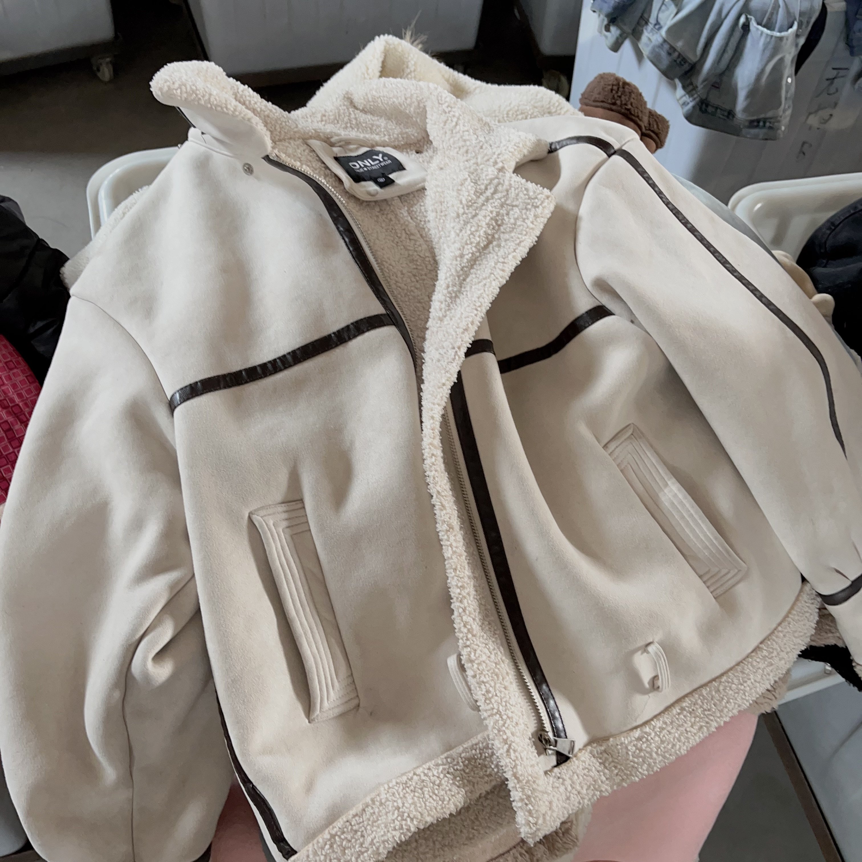 Thrift Branded Clothing Used Women Winter Casual Deer Skin Velvet Coat Second Hand Heavy Fleece Aviator Jacket Korean For Ladies