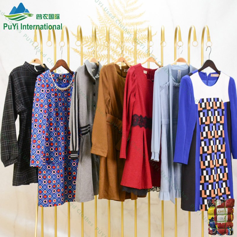 Spring Autumn ladies dress long dress used clothes second hand clothing women