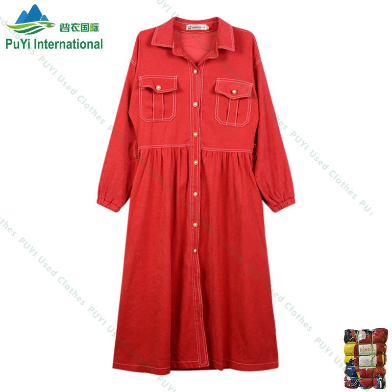 Spring Autumn ladies dress long dress used clothes second hand clothing women