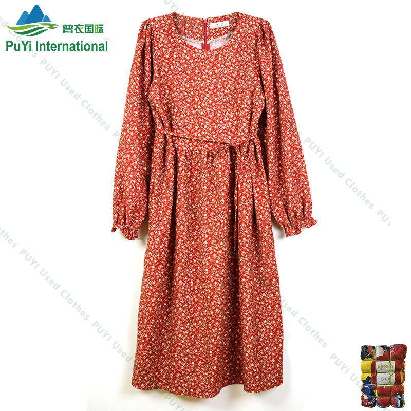 Spring Autumn ladies dress long dress used clothes second hand clothing women