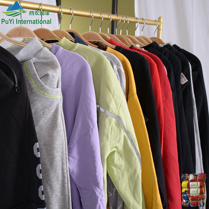 China wholesale hoody sportswear a grade thick heavy hoodie pants mixed second hand clothes bales korean used clothing