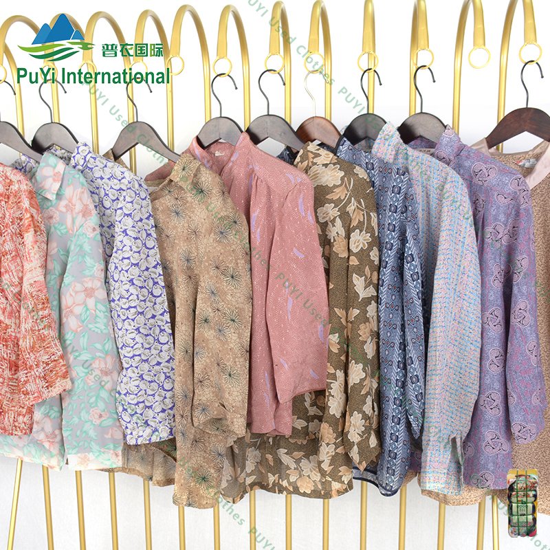 Printed tops shirts women long sleeve grade a used clothing in bales second hand clothes from india