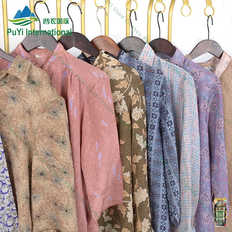 Printed tops shirts women long sleeve grade a used clothing in bales second hand clothes from india