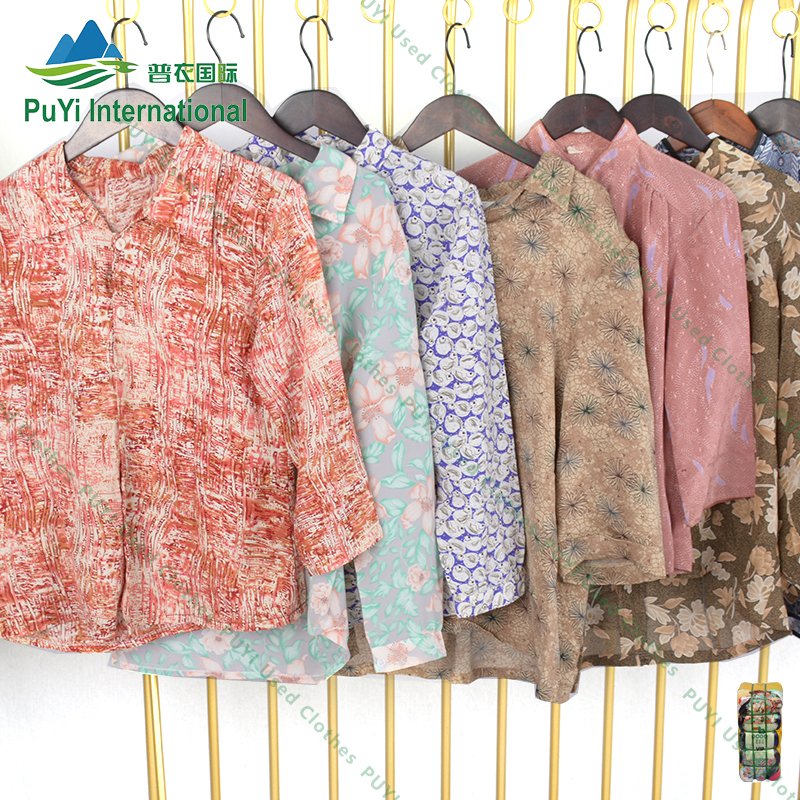 Printed tops shirts women long sleeve grade a used clothing in bales second hand clothes from india