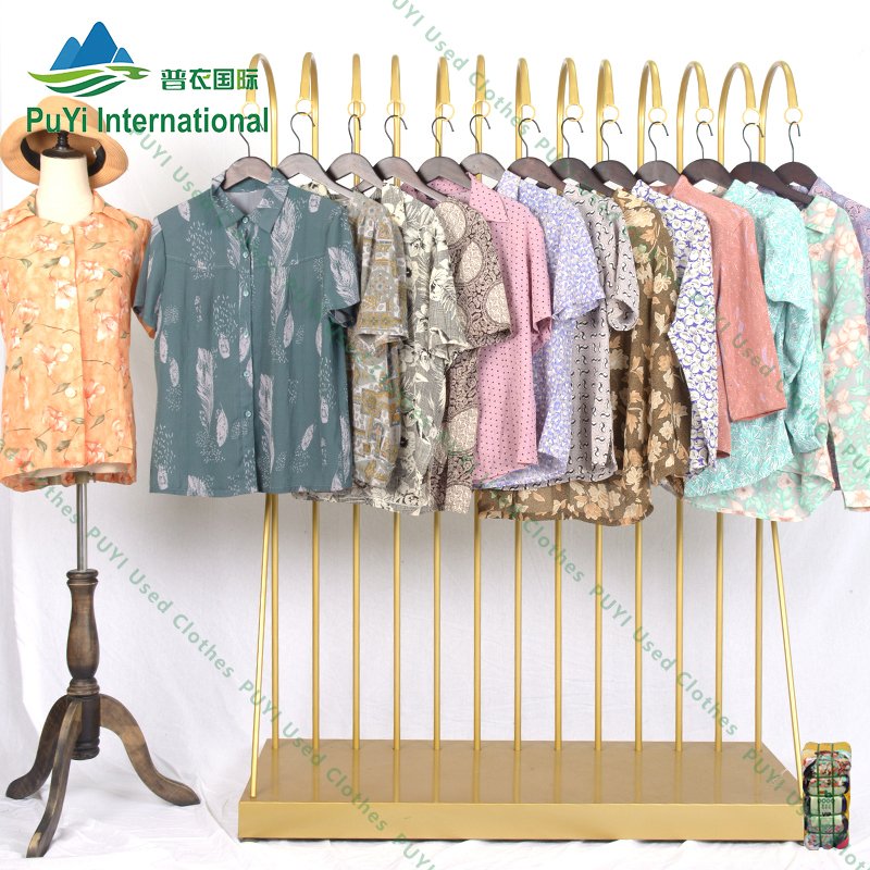 Printed tops shirts women long sleeve grade a used clothing in bales second hand clothes from india