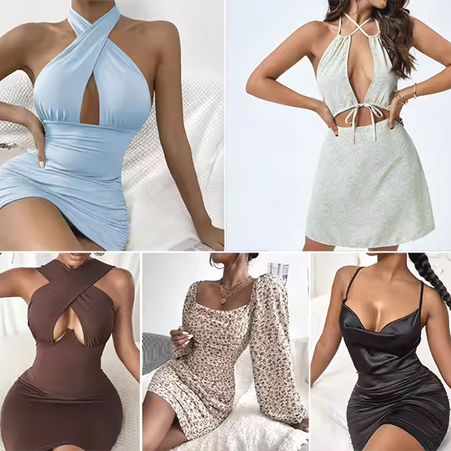 Hot selling womens clothes casual dress second clothes Mix Bulk stock popular swimwear used ladies dress