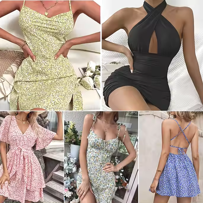 Hot selling womens clothes casual dress second clothes Mix Bulk stock popular swimwear used ladies dress