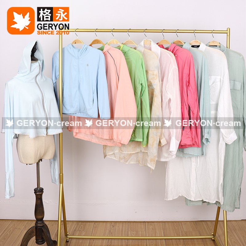 GERYON vintage Sportswear Summer Jacket Cardigan Used Women Clothes Apparel Stock Second Hand Clothes For Women
