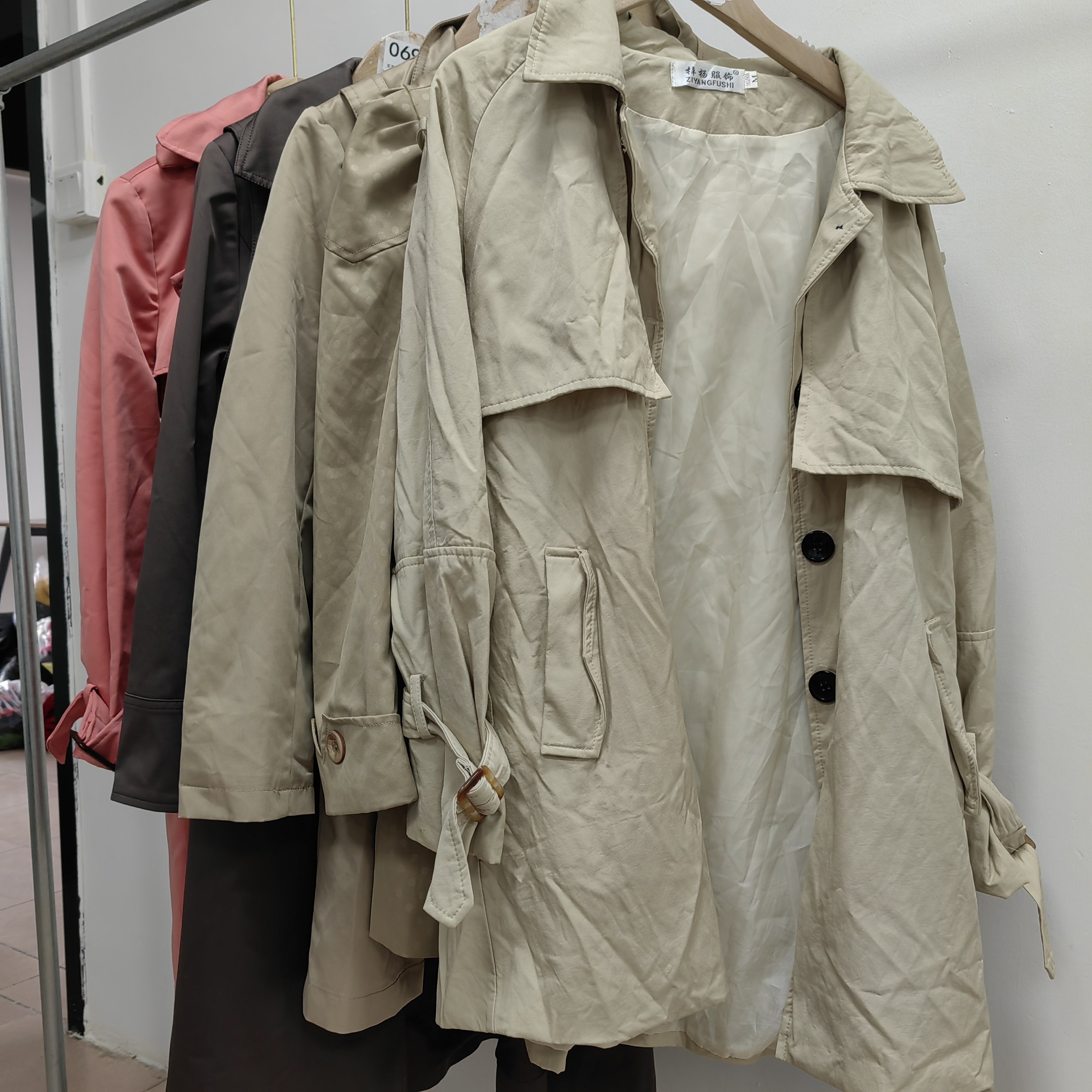 Wholesale Fashion Second Hand Overcoat Mid-length Plus Size Autumn Winter Outdoor Pu Jackets Leather Women's Coats Used Clothes