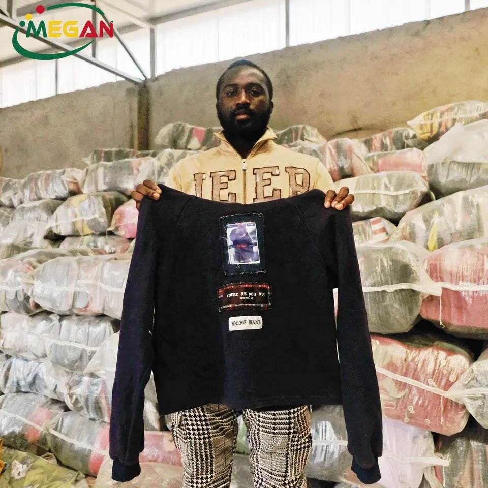 Megan GuangZhou Oversized Used Clothes Bales Mens Heavyweight Second Hand Hoodies
