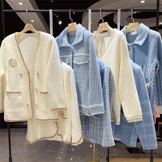 2022 autumn and winter clothes cardigan small fragrance coat sweater women second-hand women's clothing wholesale stock clothes