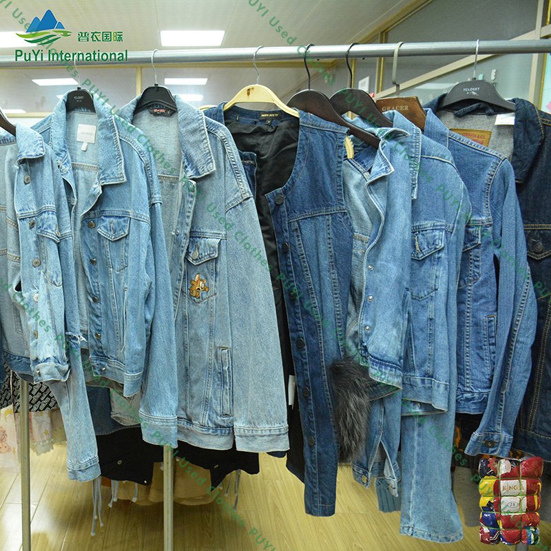 used unisex mixed denim jackets used men clothes ladies second hand casual cowboy jacket in bulk