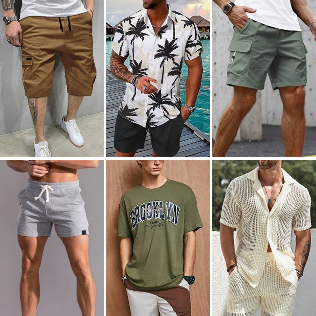2024 Men's Summer Mixed Fashion Clothing Pure Cotton T-shirt Casual Polo Shirt Shorts Shirt Random Shipping Wholesale