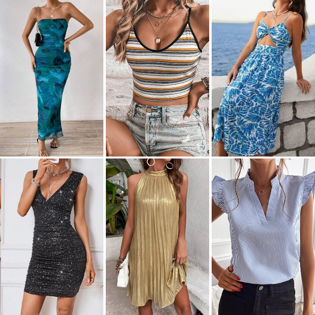 2024 hot selling summer women's loose elegant style dress sexy top short skirt T-shirt women's random shipment stock