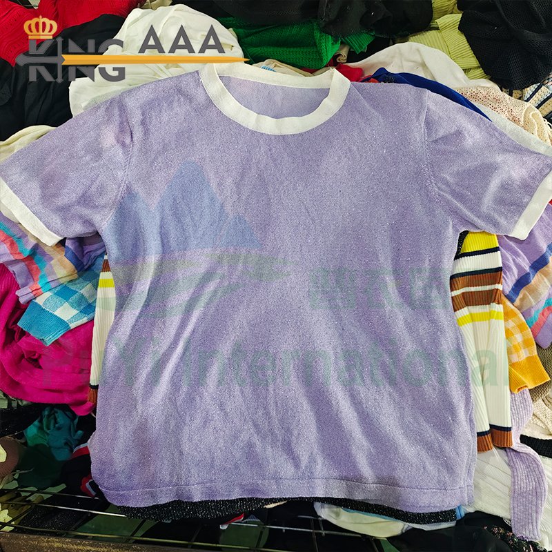 Hight Quality Second Hand Sweater Short Sleeve Fashion Knitted Crop Casual knitting Short Sleeve Sweater Used Clothes Bales