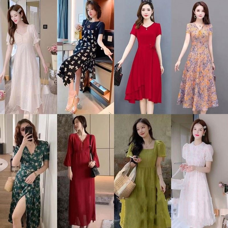 Summer Women's Dress Used Women's Wear Versatile Chiffon Floor Stand Clothing second hand clothes