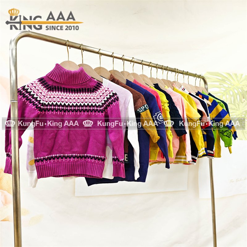 Wholesale Kids Used Clothes Autumn Winter Children Sweater Long Sleeved Second Hand Knitwear Shirt Clothing for Kids
