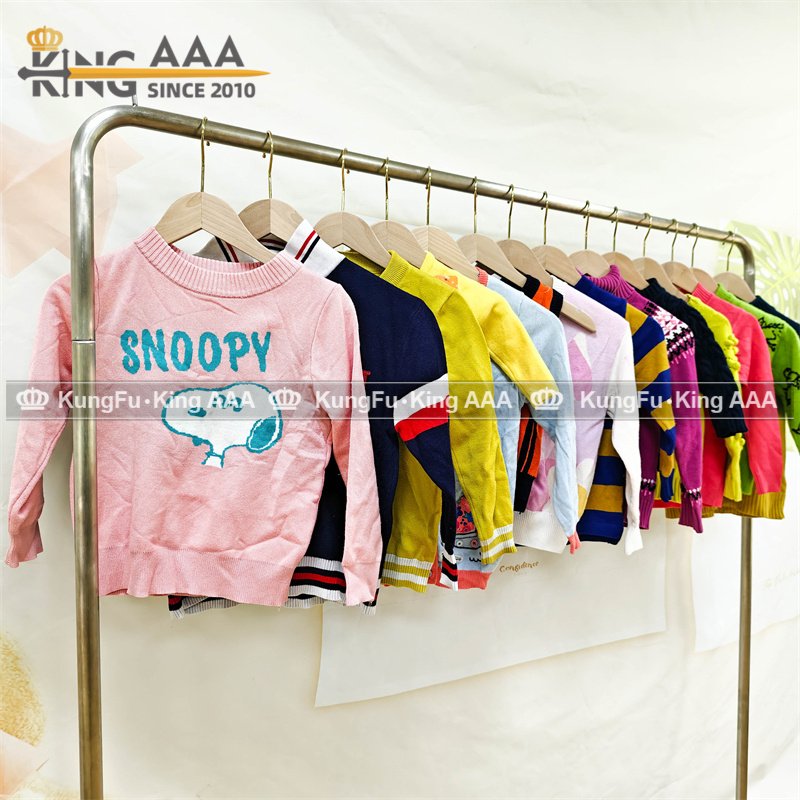 Wholesale Kids Used Clothes Autumn Winter Children Sweater Long Sleeved Second Hand Knitwear Shirt Clothing for Kids