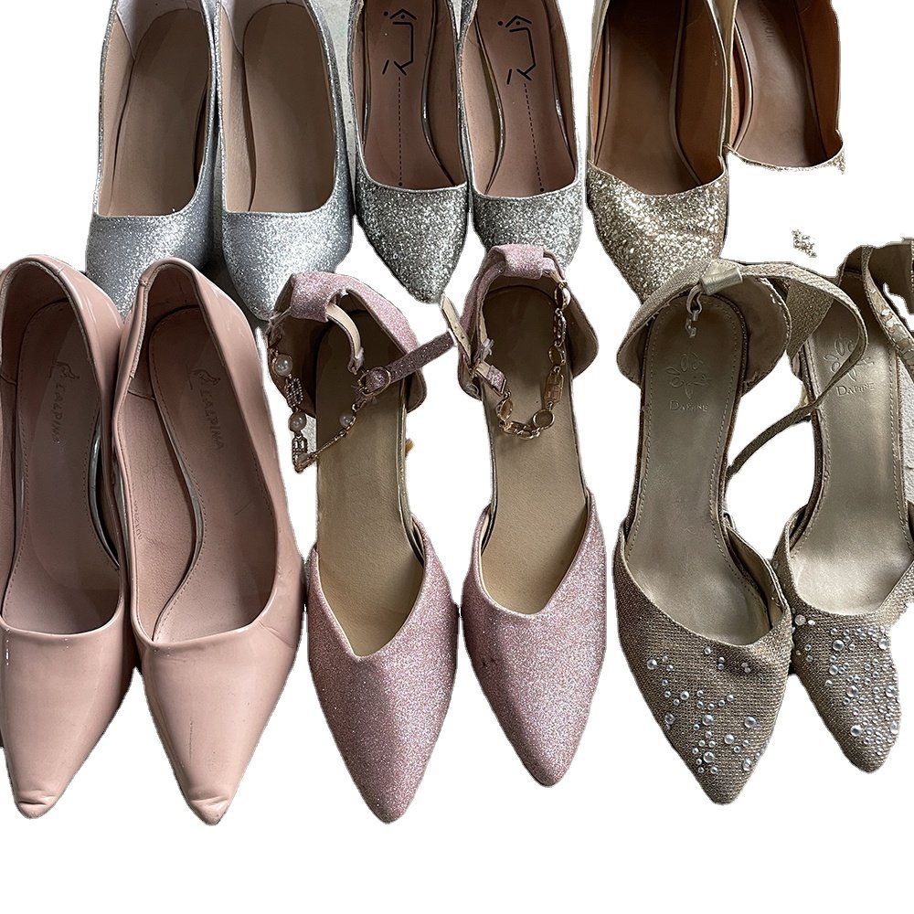 Used Women Heeled Sandals Bandage Rhinestone Ankle Strap Pumps Super High Heels Square Heels Lady Shoes