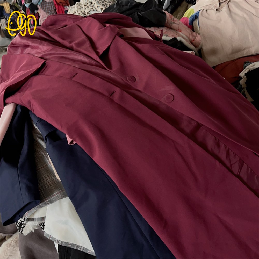 Wholesale Used Clothing Second Hand Women Autumn And Winter Long Trench Coat For Ladies In Bales buy used clothes online india