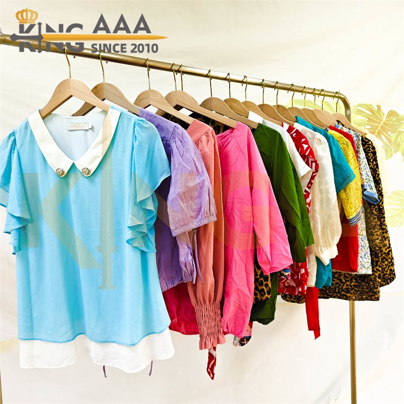 Wholesale Women Blouse Mixed Shirt Tops Ladies Second Hand Clothes Short Sleeve Used Clothes Clothing Ukay Ukay Bales