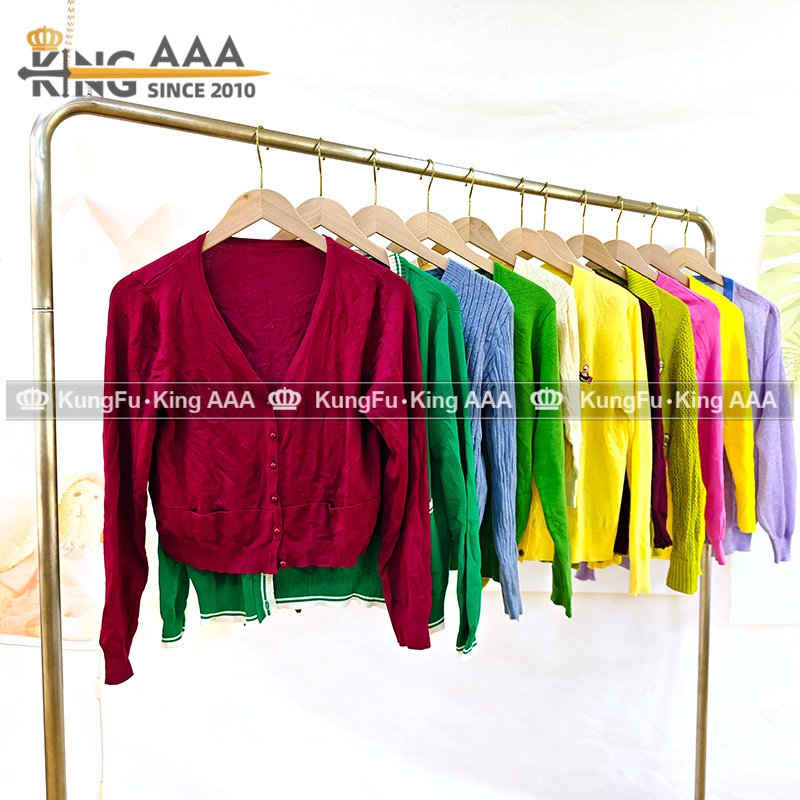 ladies cardigan knitwear long sleeves used sweaters second hand clothing cheapest price wholesale used clothes in georgia