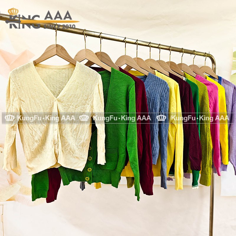 ladies cardigan knitwear long sleeves used sweaters second hand clothing cheapest price wholesale used clothes in georgia