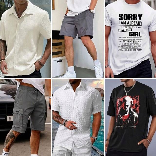 2024 Summer Men's Clothing Lowest Price Fashion Random Pattern T-shirt Polo Shirt Pants Shirt Bulk Style Random Shipping