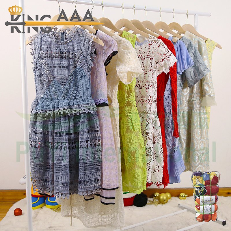 Puyi factory segunda mano ropa dress women used clothes summer ladies knit dress Spanish