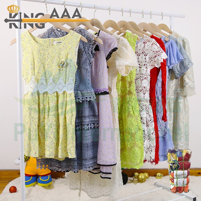 Puyi factory segunda mano ropa dress women used clothes summer ladies knit dress Spanish