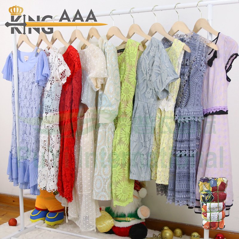 Puyi factory segunda mano ropa dress women used clothes summer ladies knit dress Spanish
