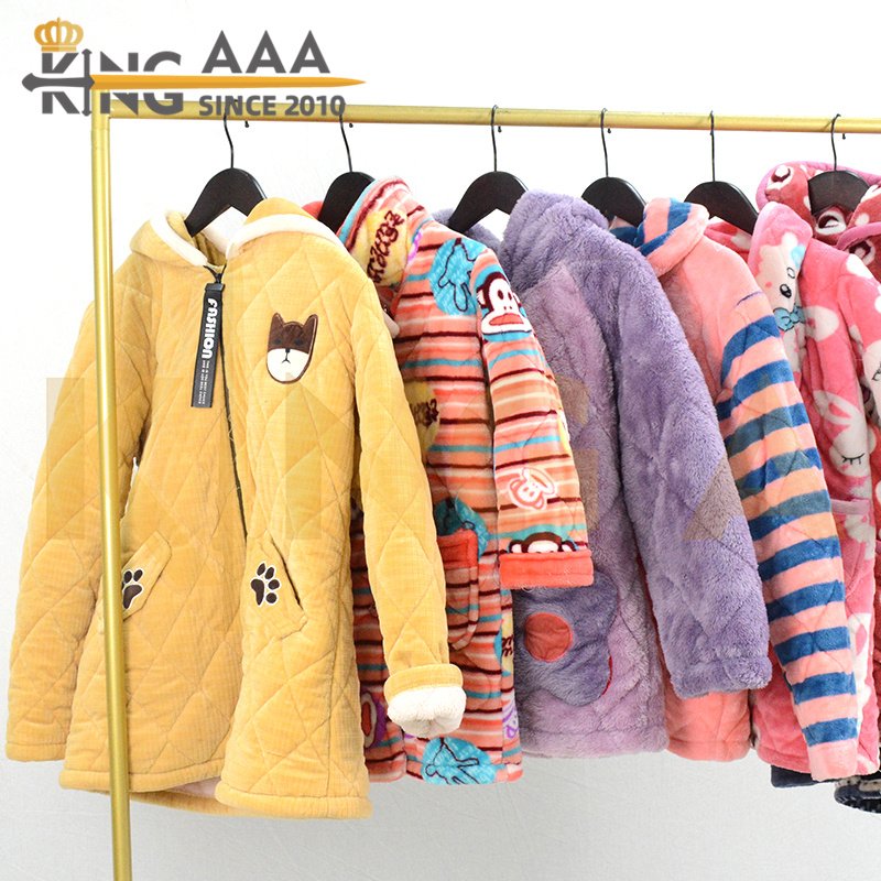 Manufacturer Price Sleepwear Ladies Warm Long Sleeve Home Clothes Second Hand Used Clothes Nightgown Pajamas for Female