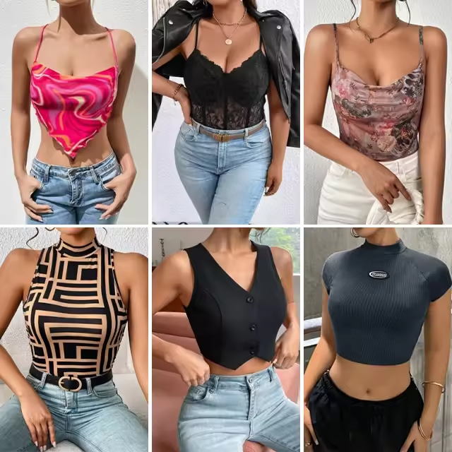 Fashion stock lot women mix clothes bale croptops bulk clothes assorted brand new