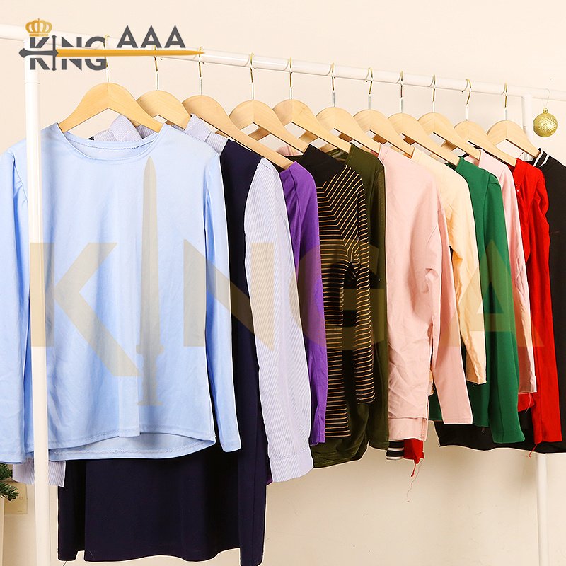 Wholesale Long Sleeve T-shirt Ladies Women Used Clothes Bales High Quality Casual Mixed Second Hand Clothing Apparel Stock