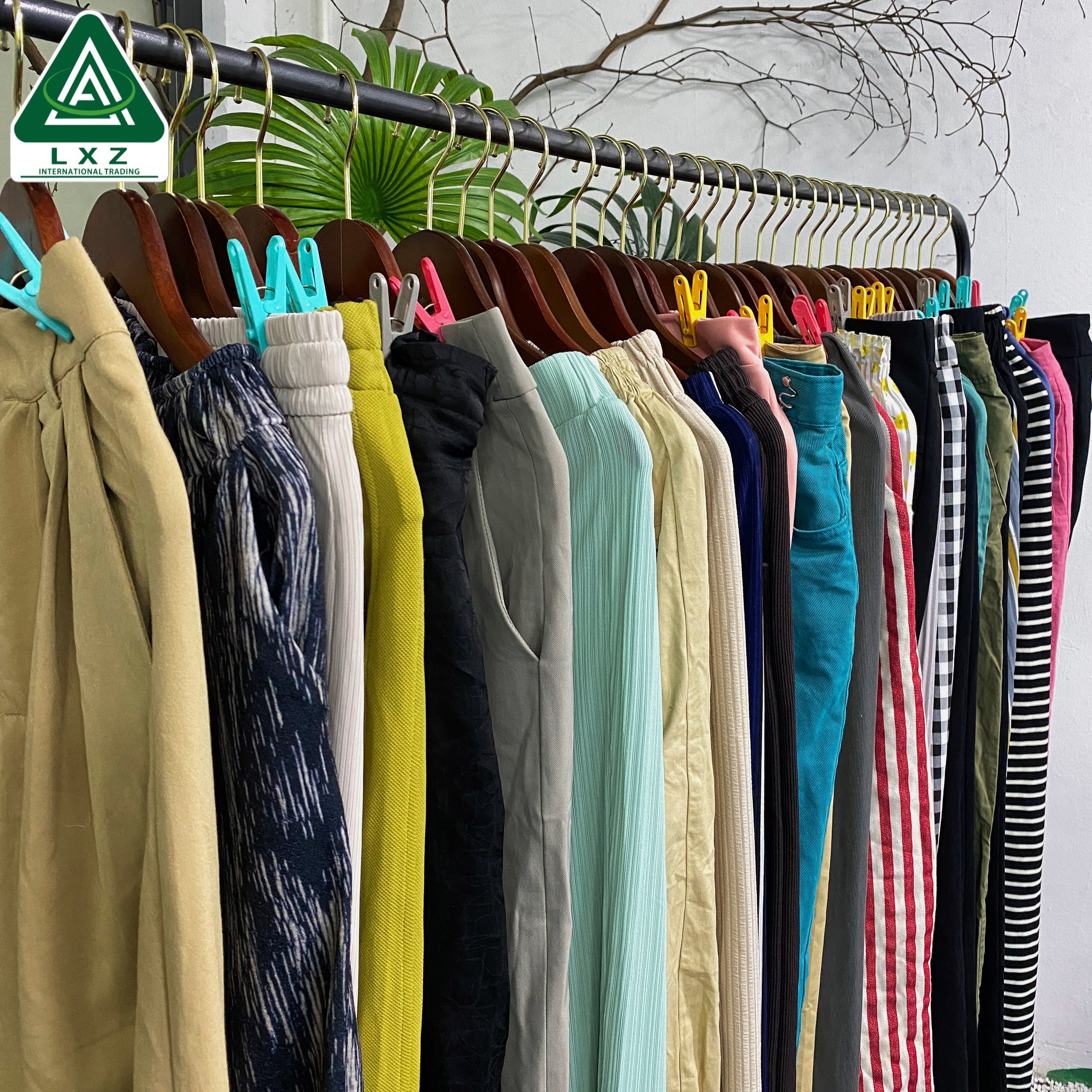 Used Women Wide Leg Cotton Pants Second Hand Bulk Women Used Clothes Second Hand Clothing