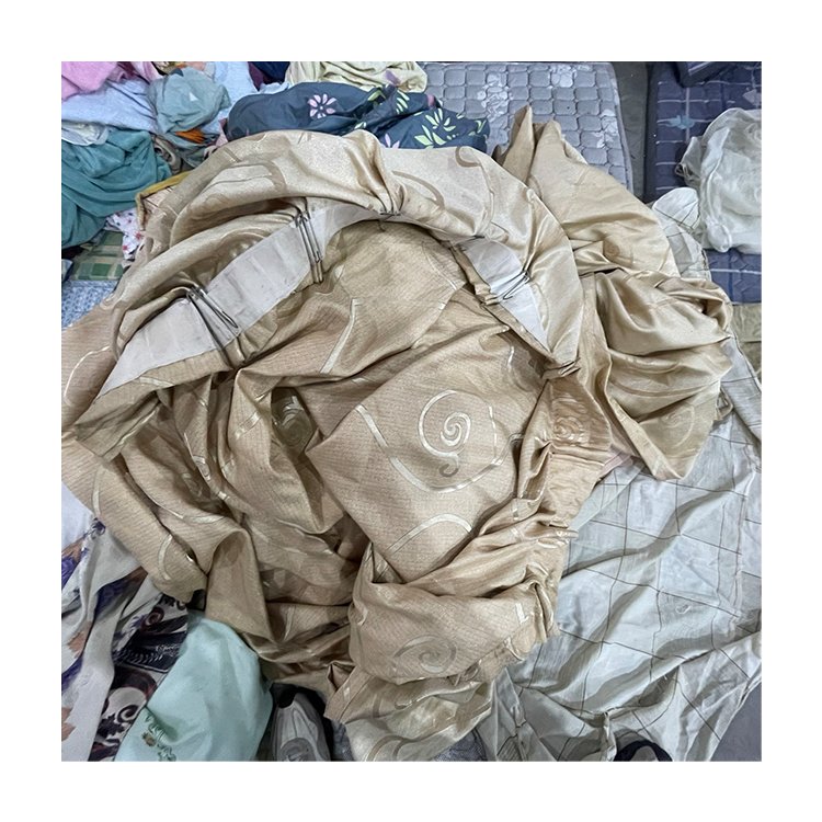 Stock of used clothes second hand cotton materials thrift preloved curtains in bales bulk