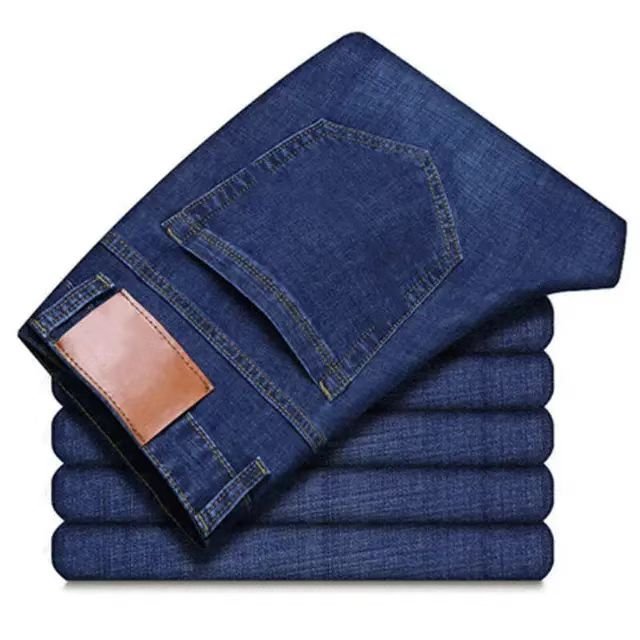 Autumn and winter jeans men's straight loose casual stretch thick versatile business young and middle-aged long black pants men