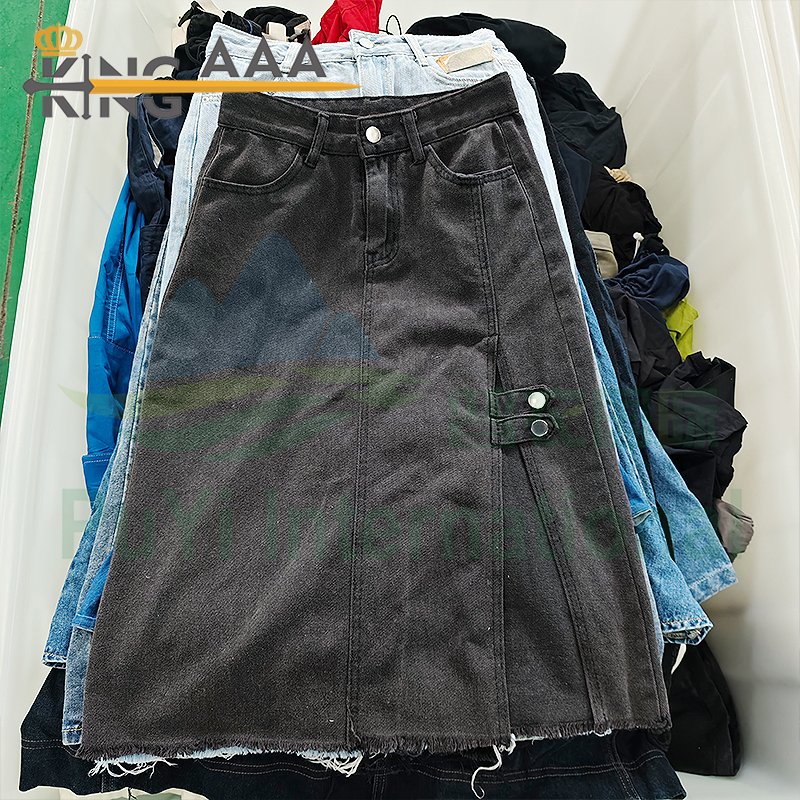 High Quality Denim Skirt Long White Jean Skirts Spring Autumn Second Hand Clothes Used Clothes Bales Denim Women's Skirts