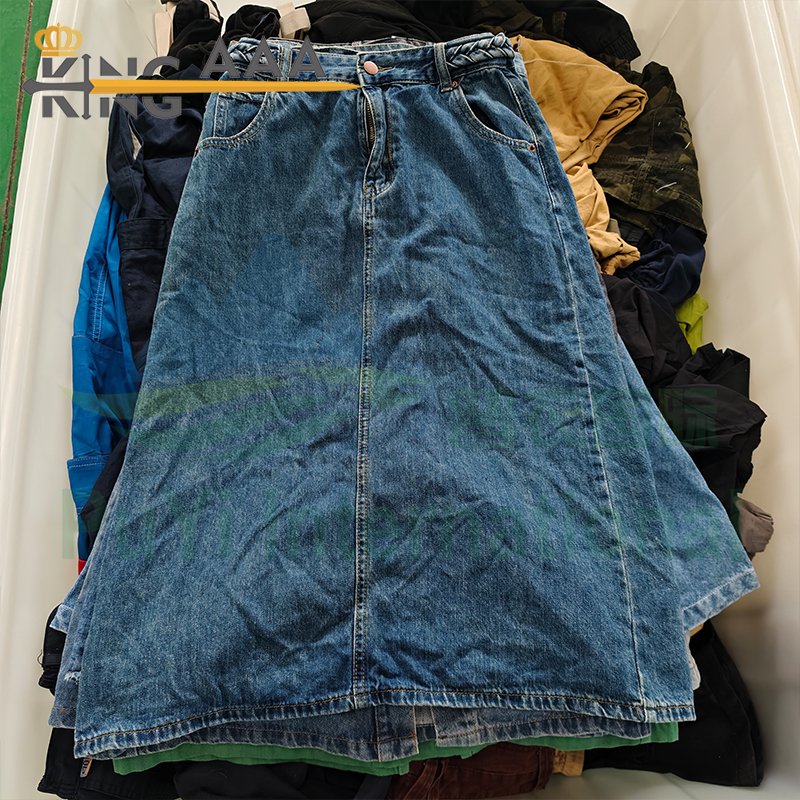 High Quality Denim Skirt Long White Jean Skirts Spring Autumn Second Hand Clothes Used Clothes Bales Denim Women's Skirts