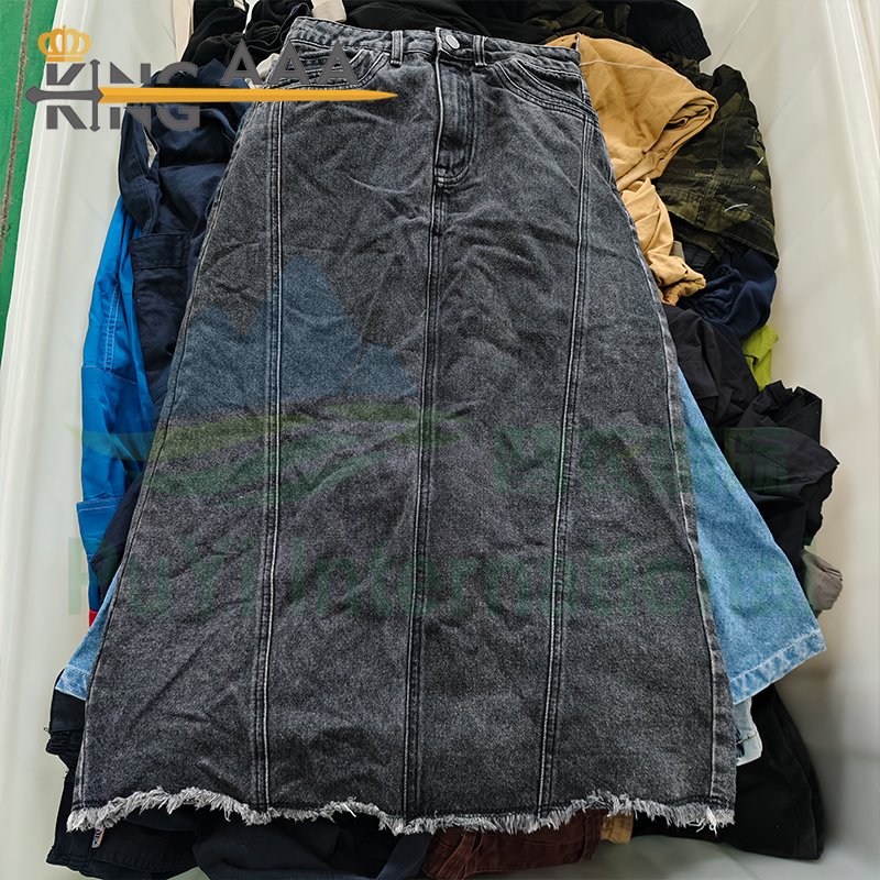 High Quality Denim Skirt Long White Jean Skirts Spring Autumn Second Hand Clothes Used Clothes Bales Denim Women's Skirts