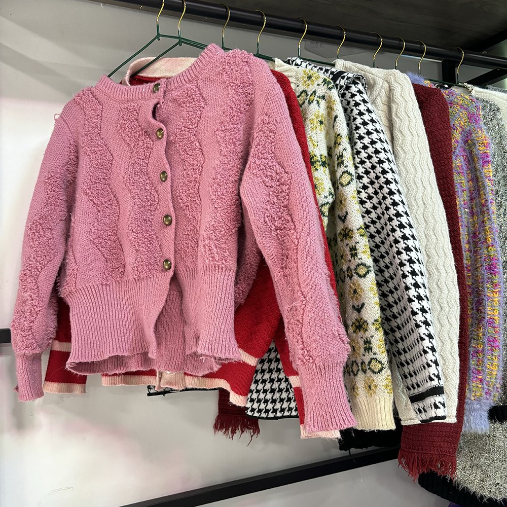 fashion korean used winter thick model sweater women plain knitted cardigan used women winter heavy second hand sweaters coat