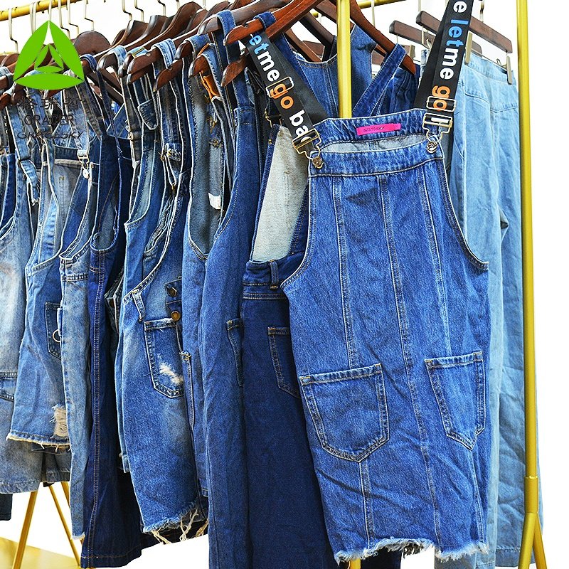 Vintage jeans suspender skirt summer used clothes in bales price ropa barata