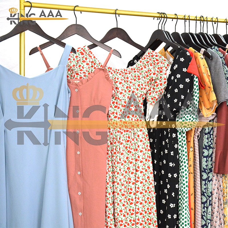 Bohemian Beach Short Sleeve Used cotton long dress used clothes korean bales